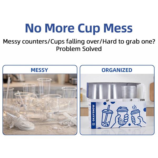 12oz Clear Disposable Cups with Lids and Straws