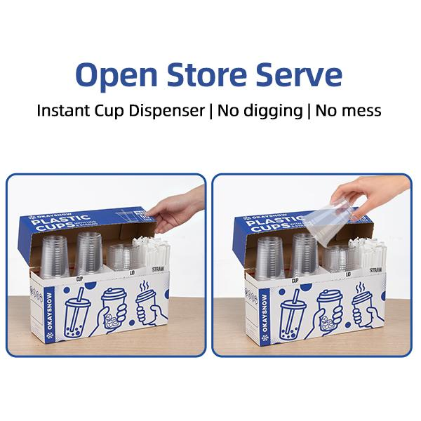 12oz Clear Disposable Cups with Lids and Straws